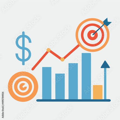 Financial Growth Strategy Target Achievement Business Success Chart