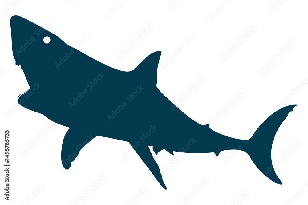 Vector art of Shark silhouette with open mouth isolated on white background