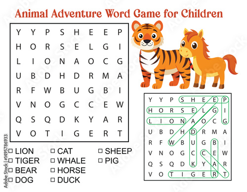 Animal Adventure Word Game for Children