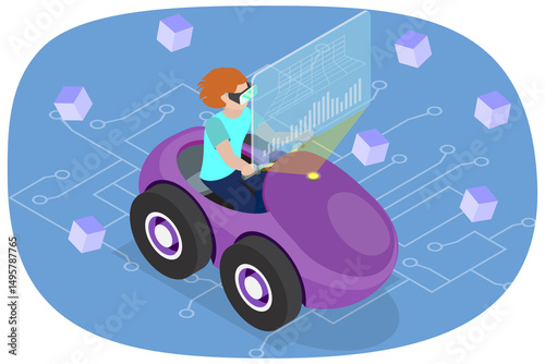3D Isometric Flat Illustration of Metaverse, Exploring Alternate Realities