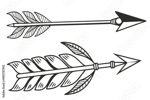 Minimalist Arrow Illustration Set Clean Hand Drawn Black and White Doodles
