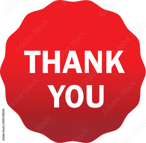  Bold Thank You Message on Red Glossy Button