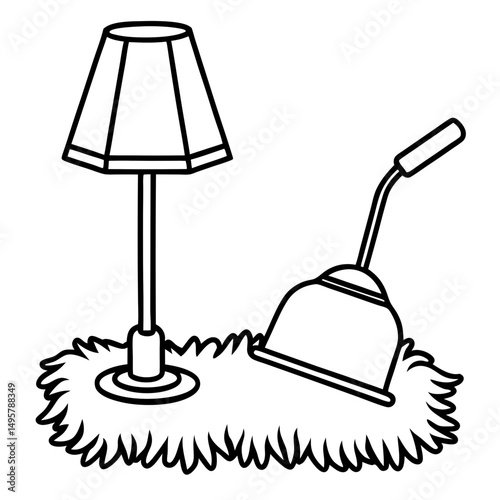Funky Lamp & Shag Carpet Set – Vector on White