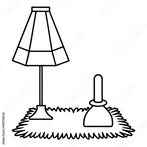 Funky Lamp & Shag Carpet Set – Vector on White