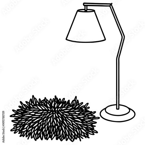 Funky Lamp & Shag Carpet Set – Vector on White