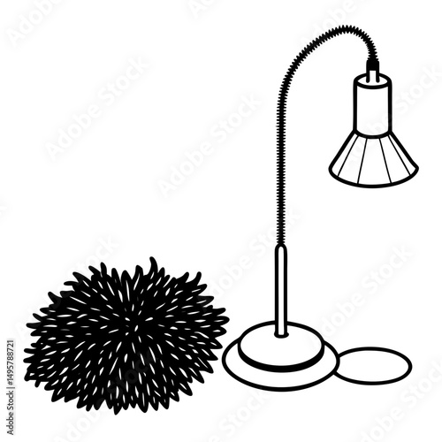 Funky Lamp & Shag Carpet Set – Vector on White