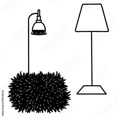 Funky Lamp & Shag Carpet Set – Vector on White