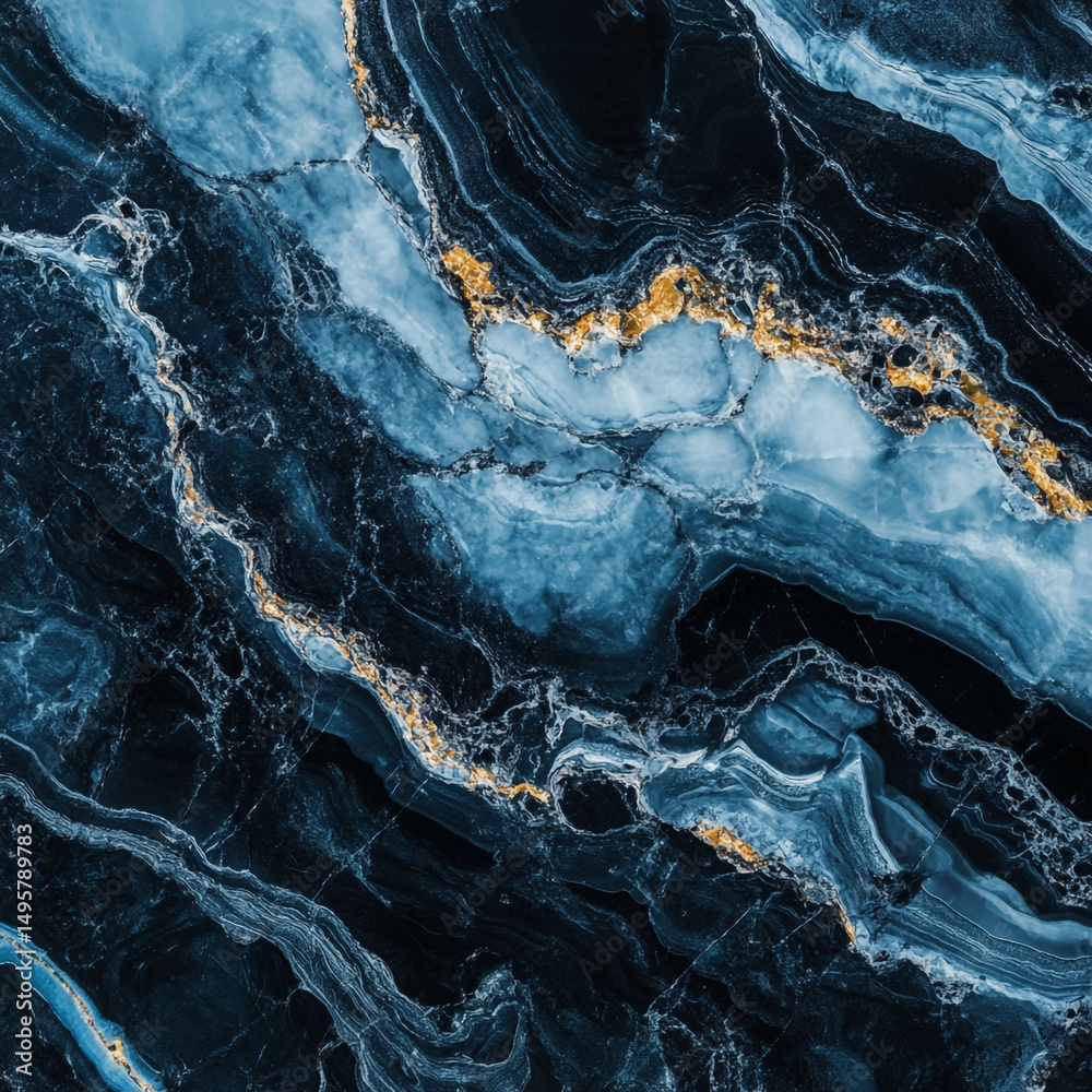 Fototapeta premium Elegant abstract background featuring swirling blue and black marble patterns. Perfect for modern designs, luxury branding, digital art, wallpapers, and sophisticated visual projects with a sleek, pol