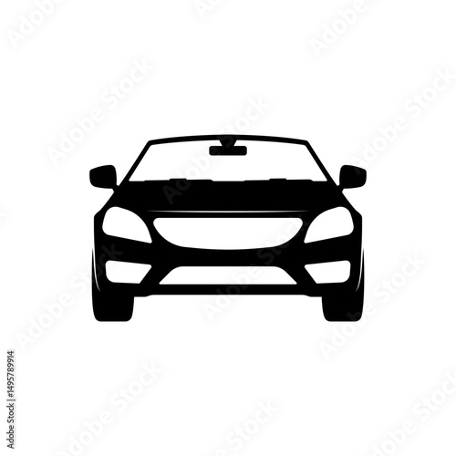 A striking black silhouette of a contemporary car is displayed prominently, featuring a smooth front design and sharp lines, against a minimalistic background
