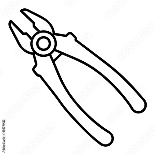 Wire cutter line art icon on white background.