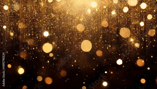 looping animated christmas background of golden light particles falling on black background