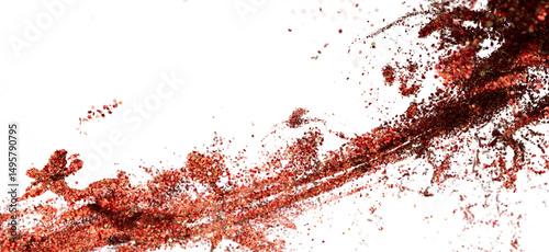 Vibrant red spice particles...