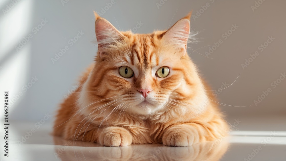 Fototapeta premium Ginger Cat against a simple background