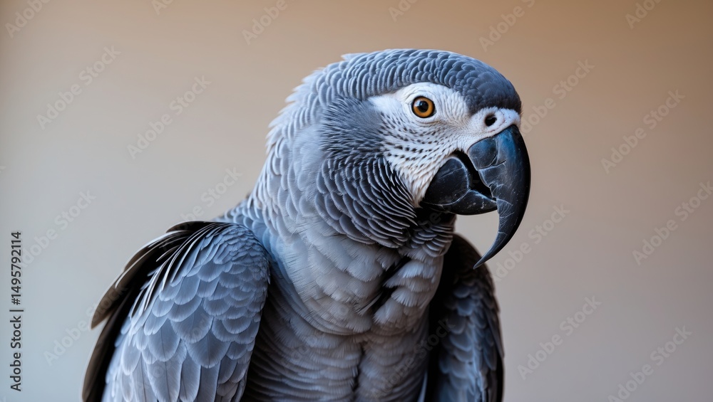Obraz premium Domestic African grey parrot showcasing its pose for the camera