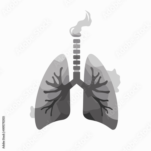 Smoking's Suffocating Impact: Abstract Vector Lungs Filled with Smoke. Modern Graphic Illustrating Respiratory Distress. Geometric Shapes, Gradients, and Clinical White Background. Stop Smoking Now.