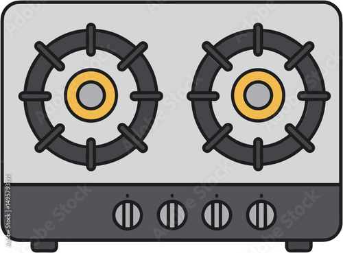 Gas stove with two burners in modern design and neutral colors  