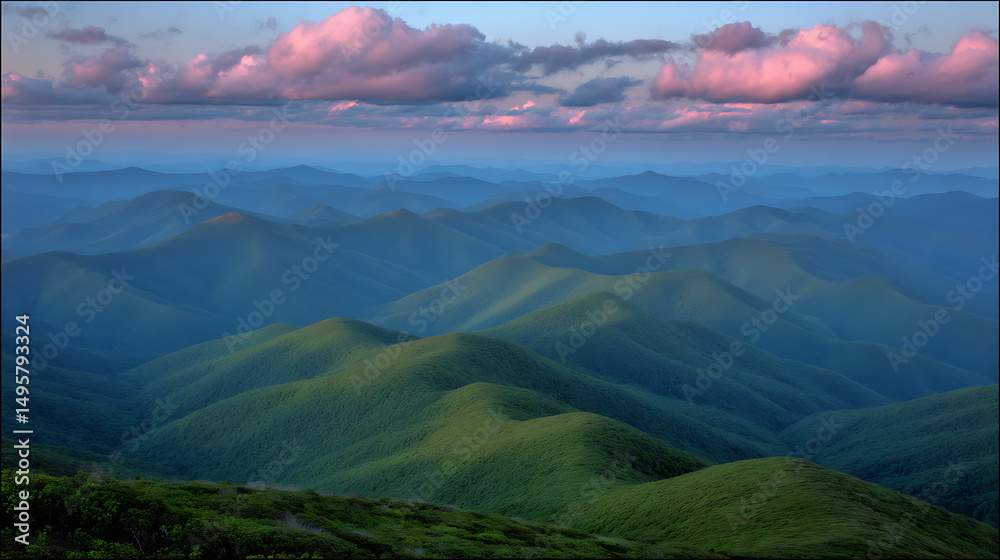 Obraz premium The mountains are covered in lush green trees