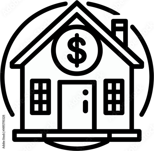 House with dollar sign symbolizing real estate investment  