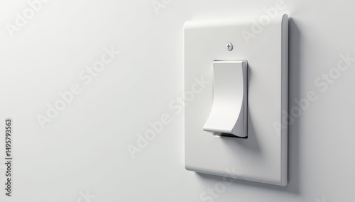 Close-up of a flipped light switch, isolated on white , background, on, isolated