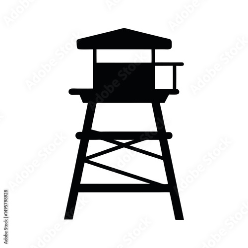 Rescue Lifeguard Chair Black Vector Silhouette