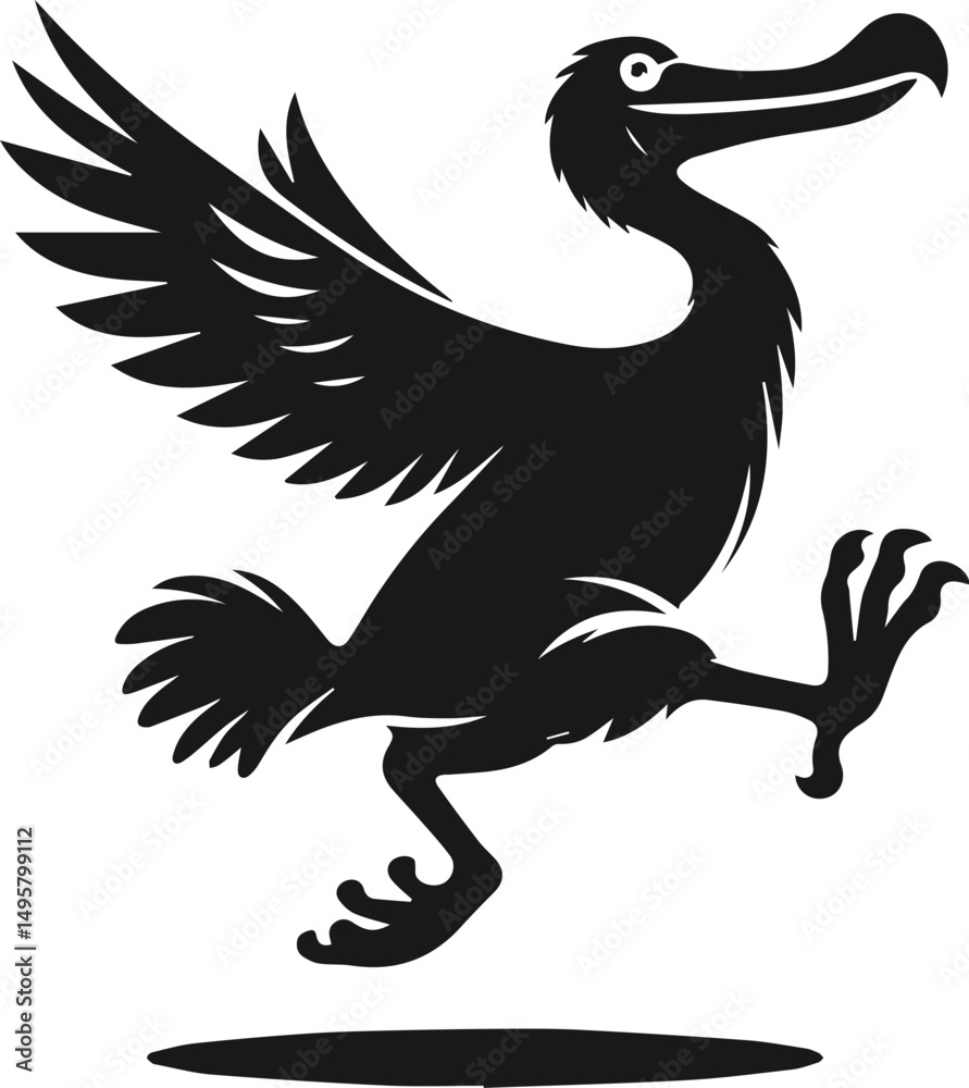 Fototapeta premium Dodo bird vector drawing animal silhouette