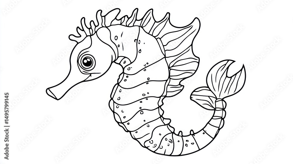 Fototapeta premium Cute seahorse coloring page (1)