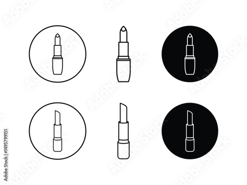 Set of makeup lipstick, symbol icon design vector isolated on transparent background
