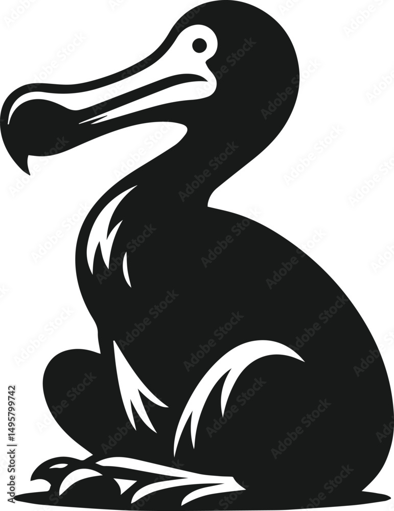 Fototapeta premium Dodo bird vector drawing animal silhouette