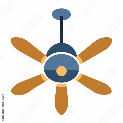 new style electronic celling fan, hanging fan yellow color vector icon on white background