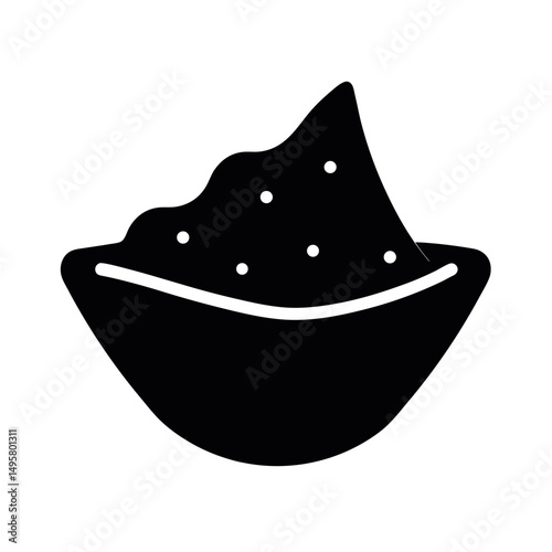 Crunchy Tortilla Chip Black Vector Silhouette
