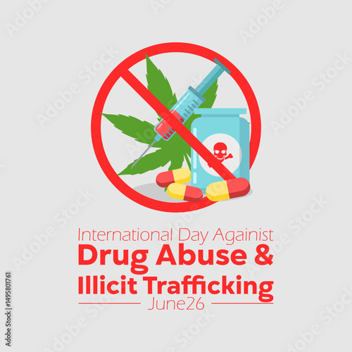vector graphic of International Day against Drug Abuse and Illicit Trafficking, ideal for International Day against Drug Abuse and Illicit Trafficking celebration.