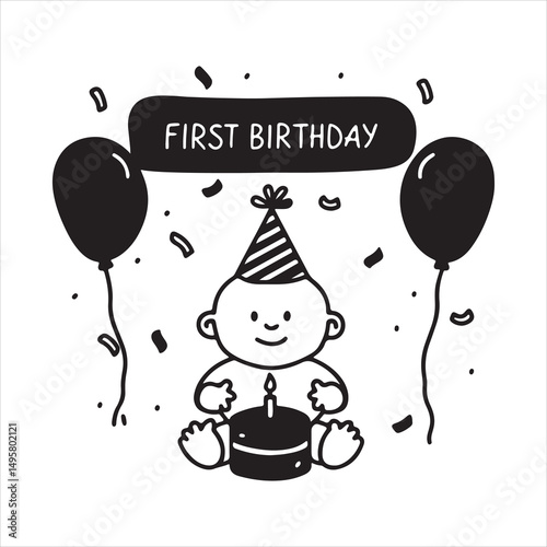 Joyful First Birthday Celebration with Cute Baby and Colorful Decor
