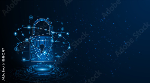 Lock icon. Cyber ​​security and data protection concepts and privacy. Innovative concept of advanced safety technology	
