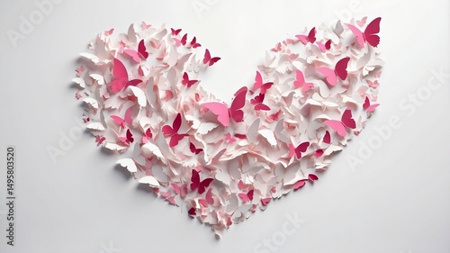 Pink and White Butterfly Heart – Romantic Paper Art for Valentine’s Day and Wedding Decor