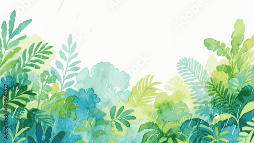 Tropical Mist & Pigment rainforest isolated watercolor vector illustration svg