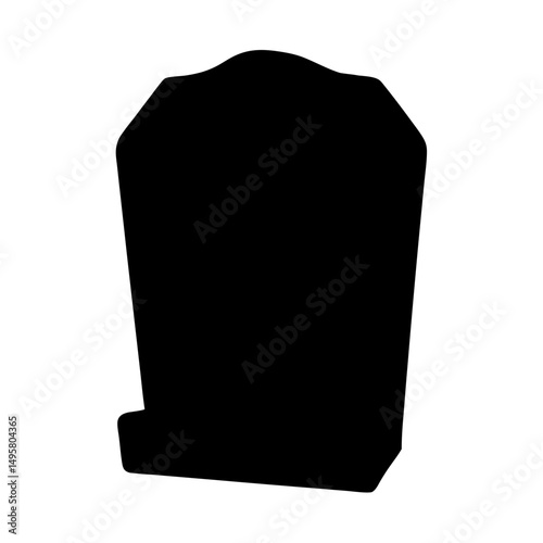 Black silhouette of a tombstone isolated on white background, graveyard symbol