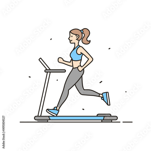 vector drawing of a girl running on a treadmill .Generative AI