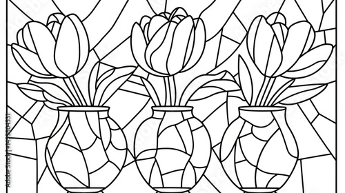 Stained Glass Tulips in Vases