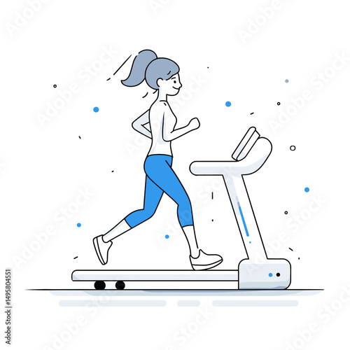 vector drawing of a girl running on a treadmill .Generative AI