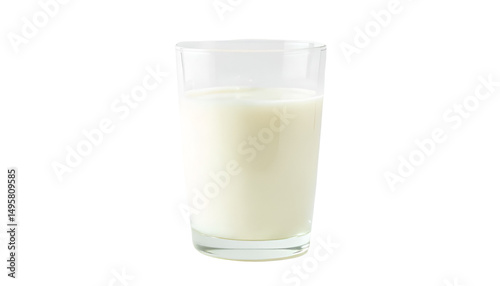 One glass of fresh milk isolated on a white background.