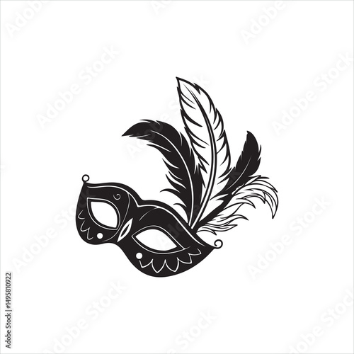 Elegant Masquerade Mask with Feathers