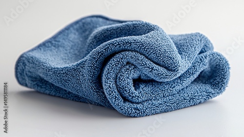 Rolled-up blue microfiber towel
