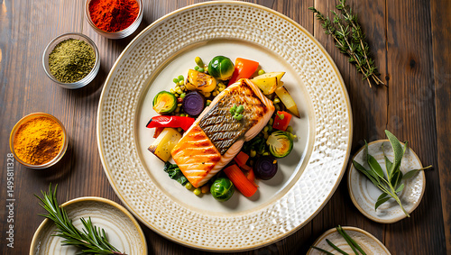 Grilled chicken and vibrant vegetables create a healthy, delicious, and gourmet meal
