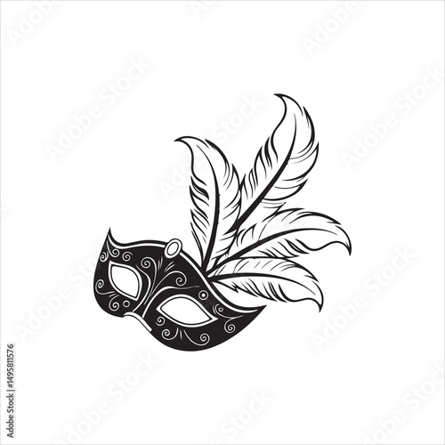 Elegant Masquerade Mask with Feathers