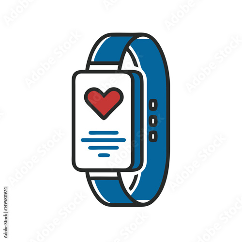 Fitness tracker smartwatch with heart rate monitor on blue band  