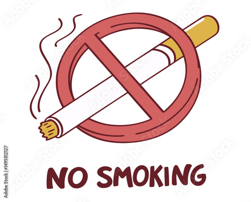 No smoking sign with cigarette illustration in colorful design  