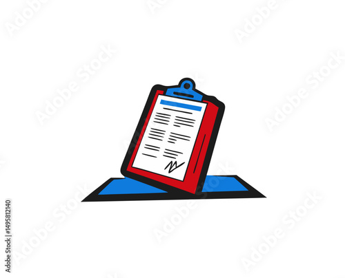 Medical clipboard with documents on blue background  