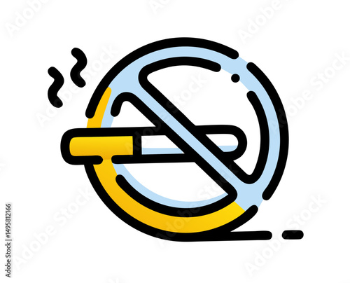 No smoking sign in colorful flat design style with cigarette icon  