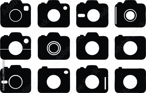 Collection of Black Silhouette Camera Icons