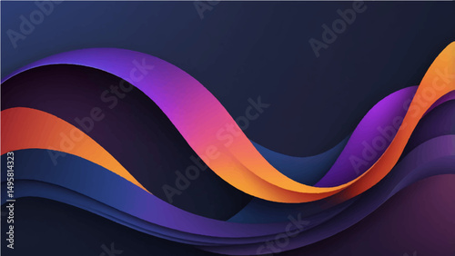 Abstract wave background with blue and orange curved lines in a modern design